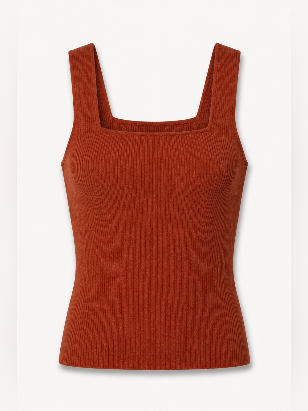 H&M Burnt Orange Ribbed Square-Neck Tank Top